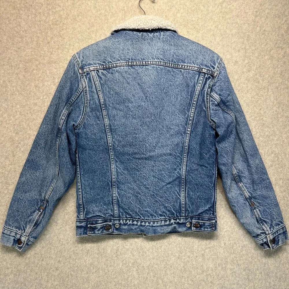 Vintage‎ Levi's Unisex Trucker Jacket Light Blue Denim Sherpa Lined USA Made 34R